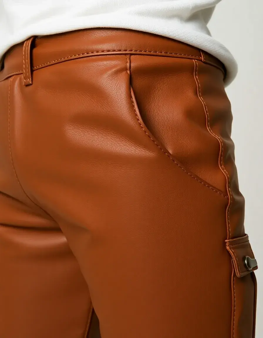 Vegan leather cargo pants
