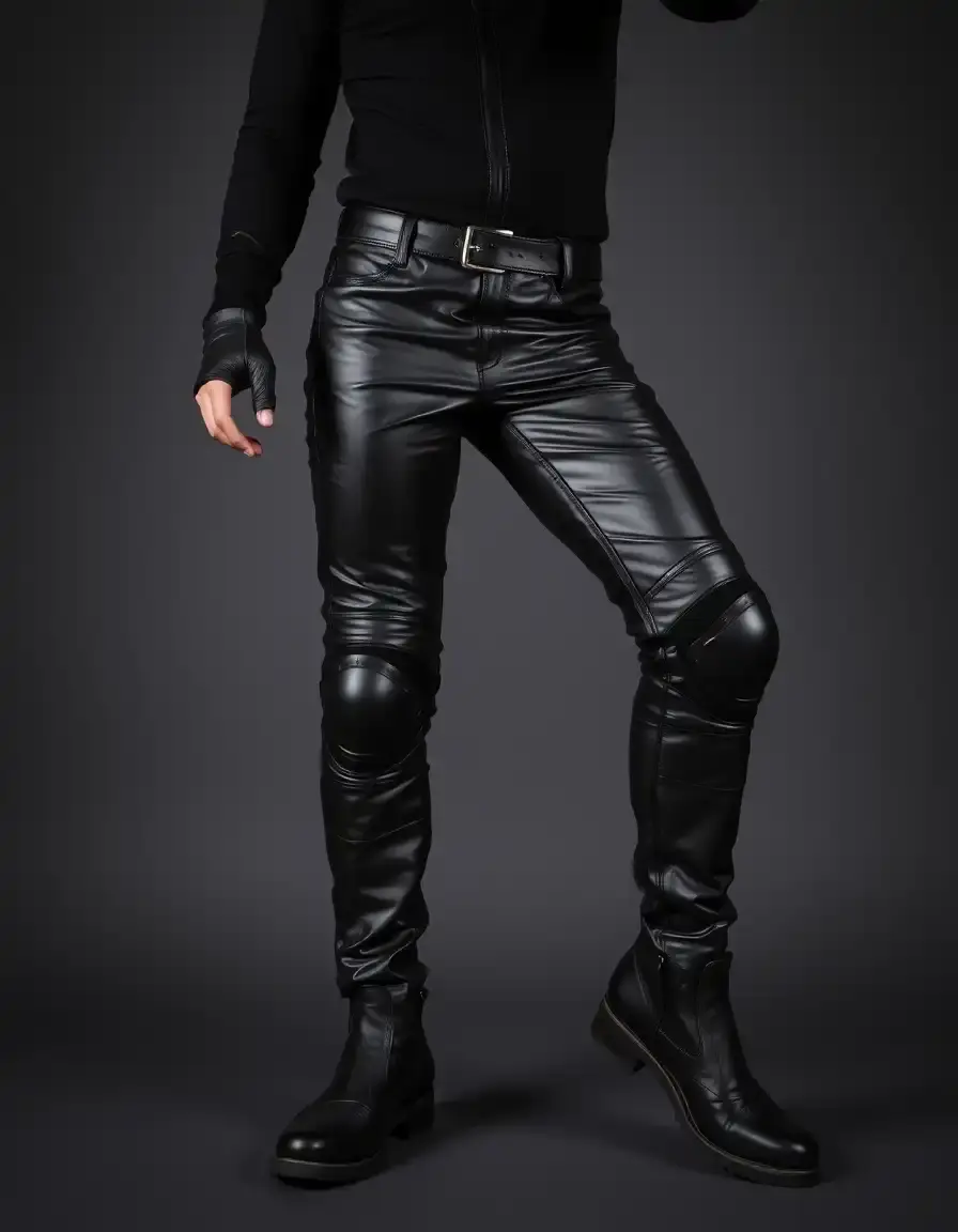 Black leather motorcycle pants