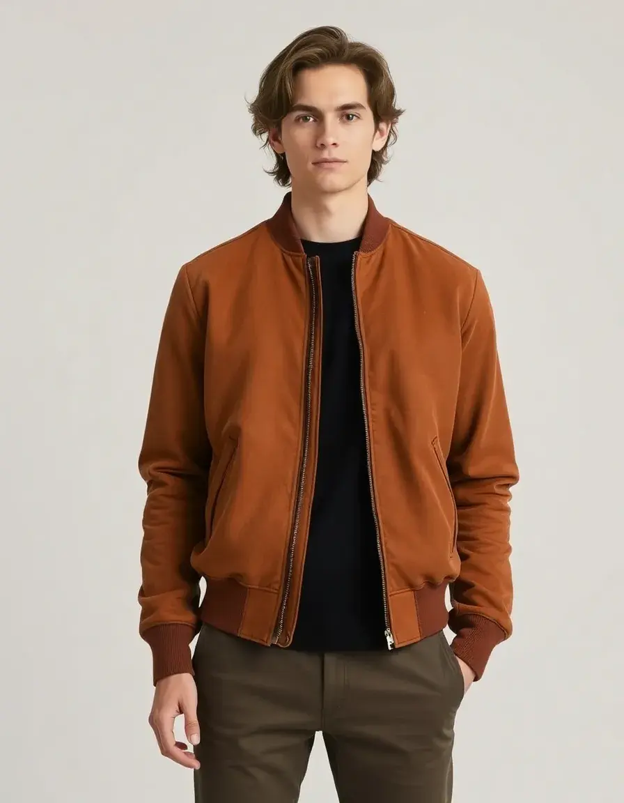 Tan Suede Leather Bomber