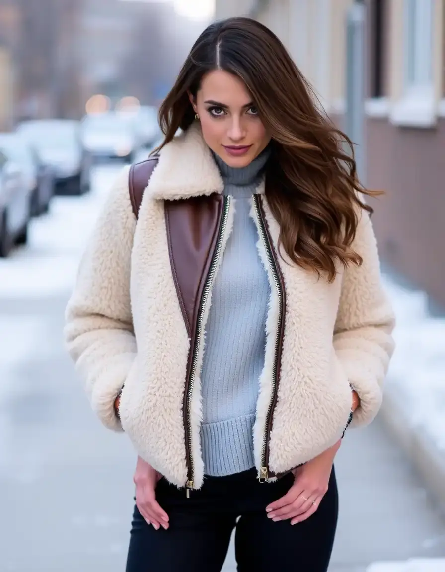 Shearling lined leather bomber