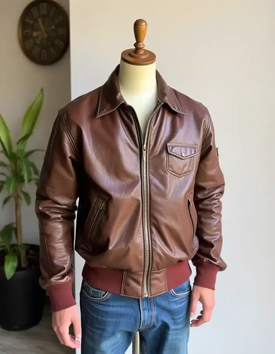 Vintage style leather bomber