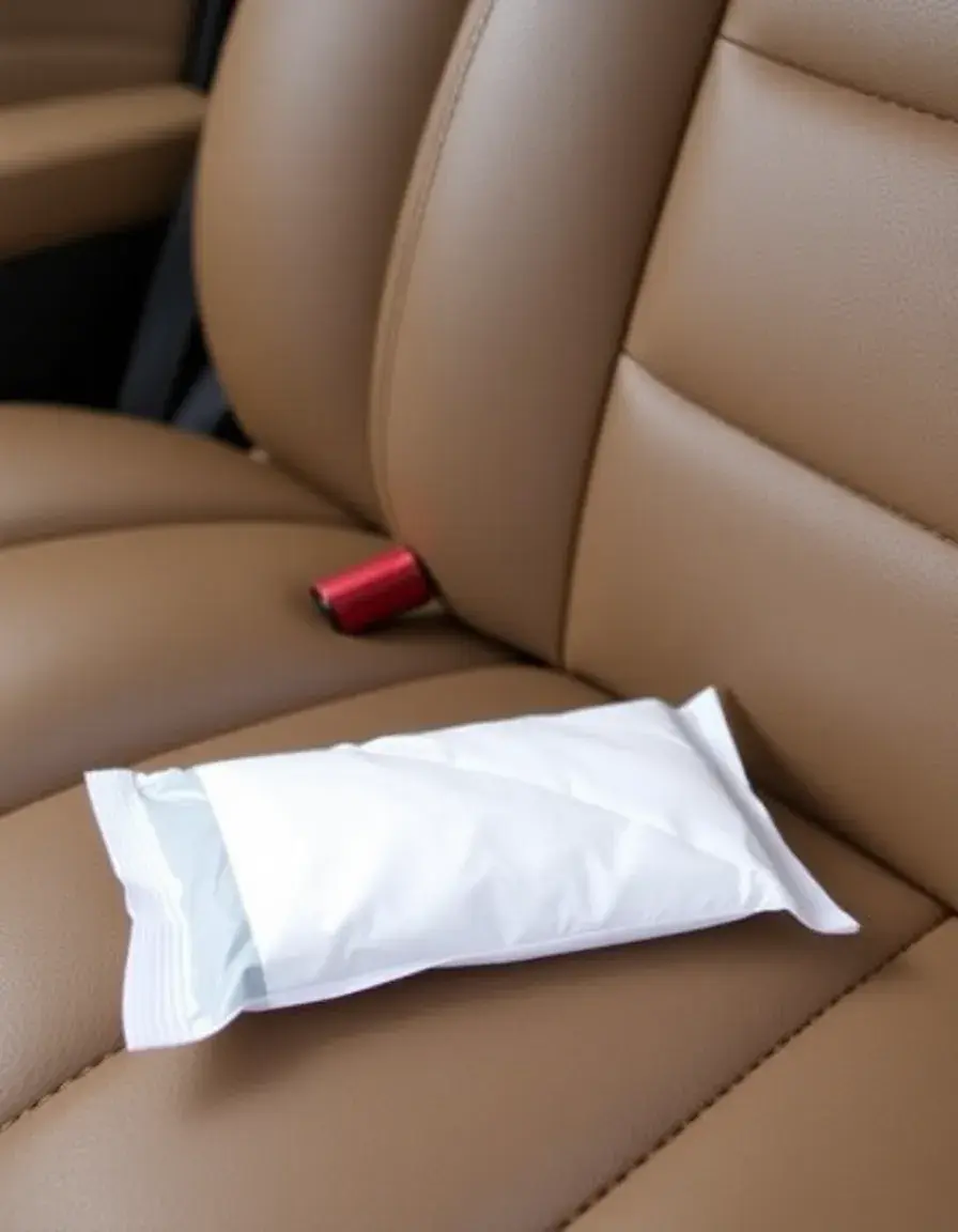 Pack of pre-moistened leather seat wipes