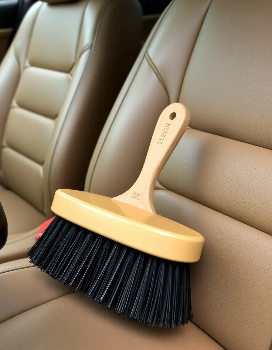 Soft brush for cleaning leather seats