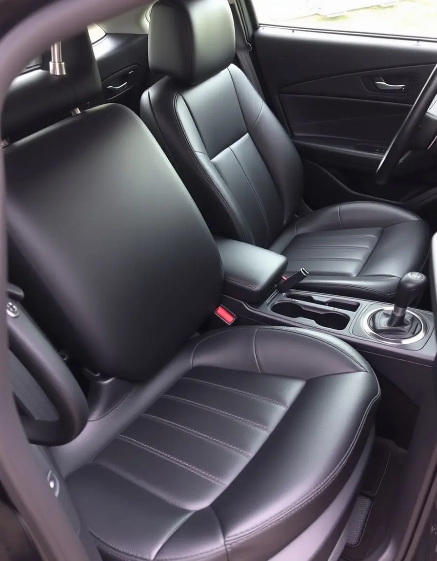 Fitted black leather seat cover