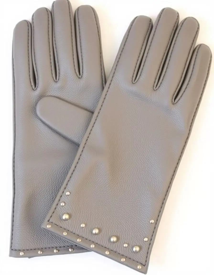 Gray studded leather glovelettes