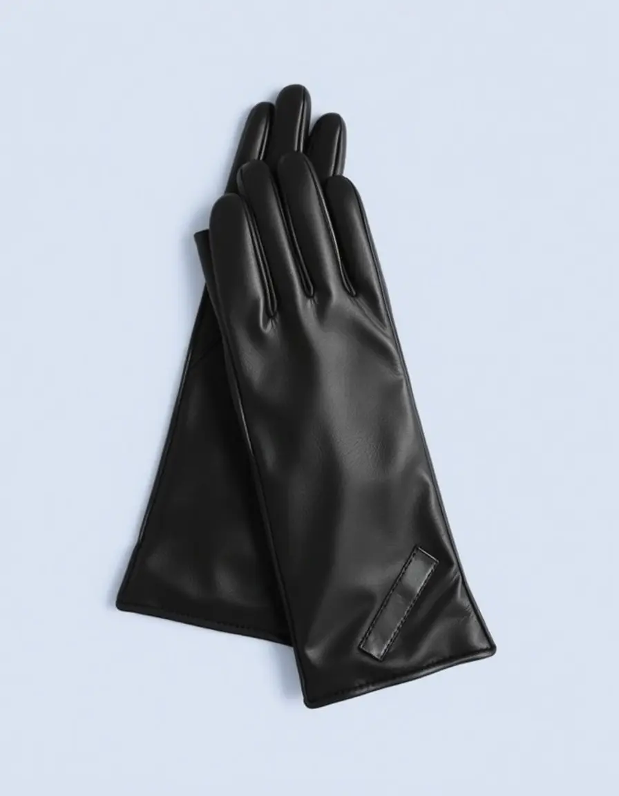 Black long arm leather glovelettes