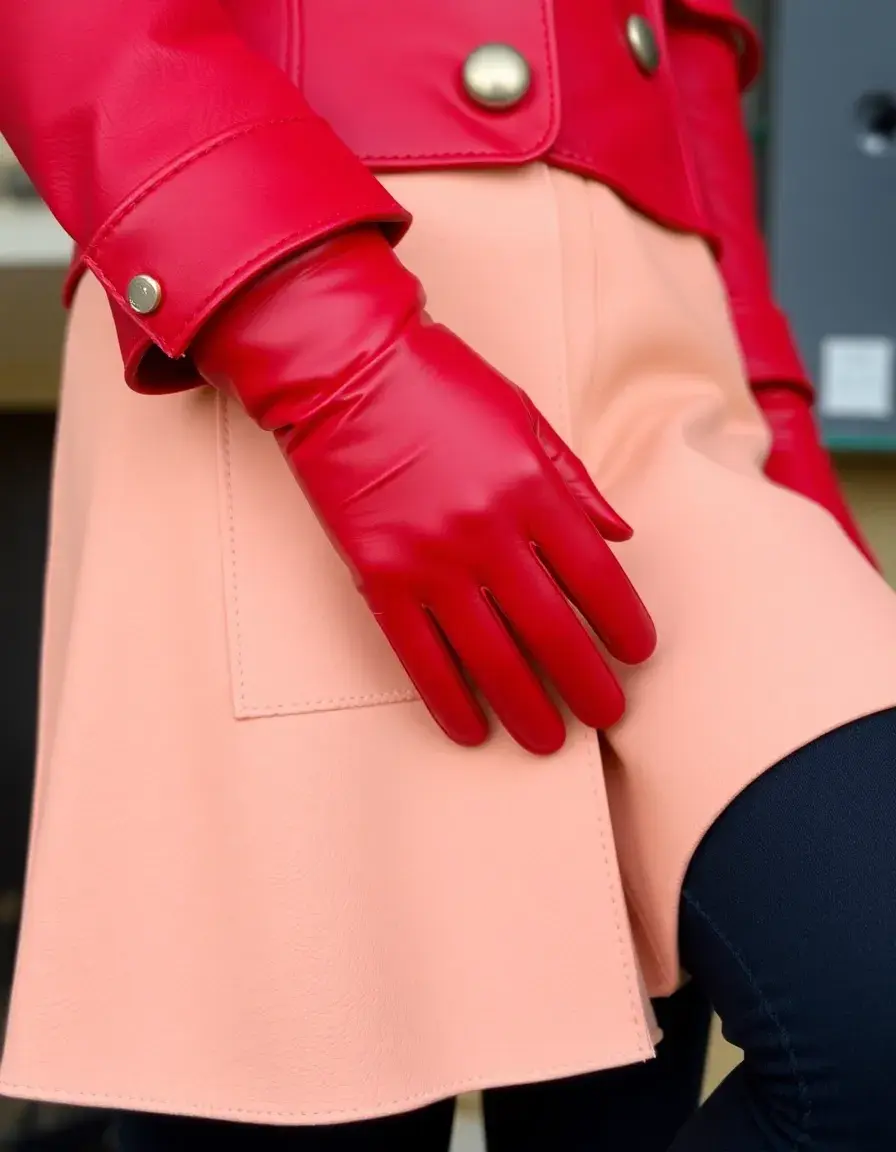 Red fashion leather glovelettes