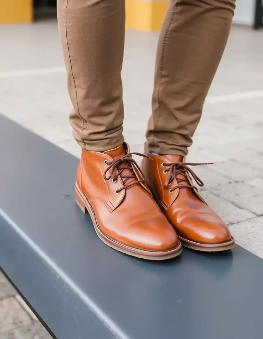 Tan Chukka men's leather boots for casual wear