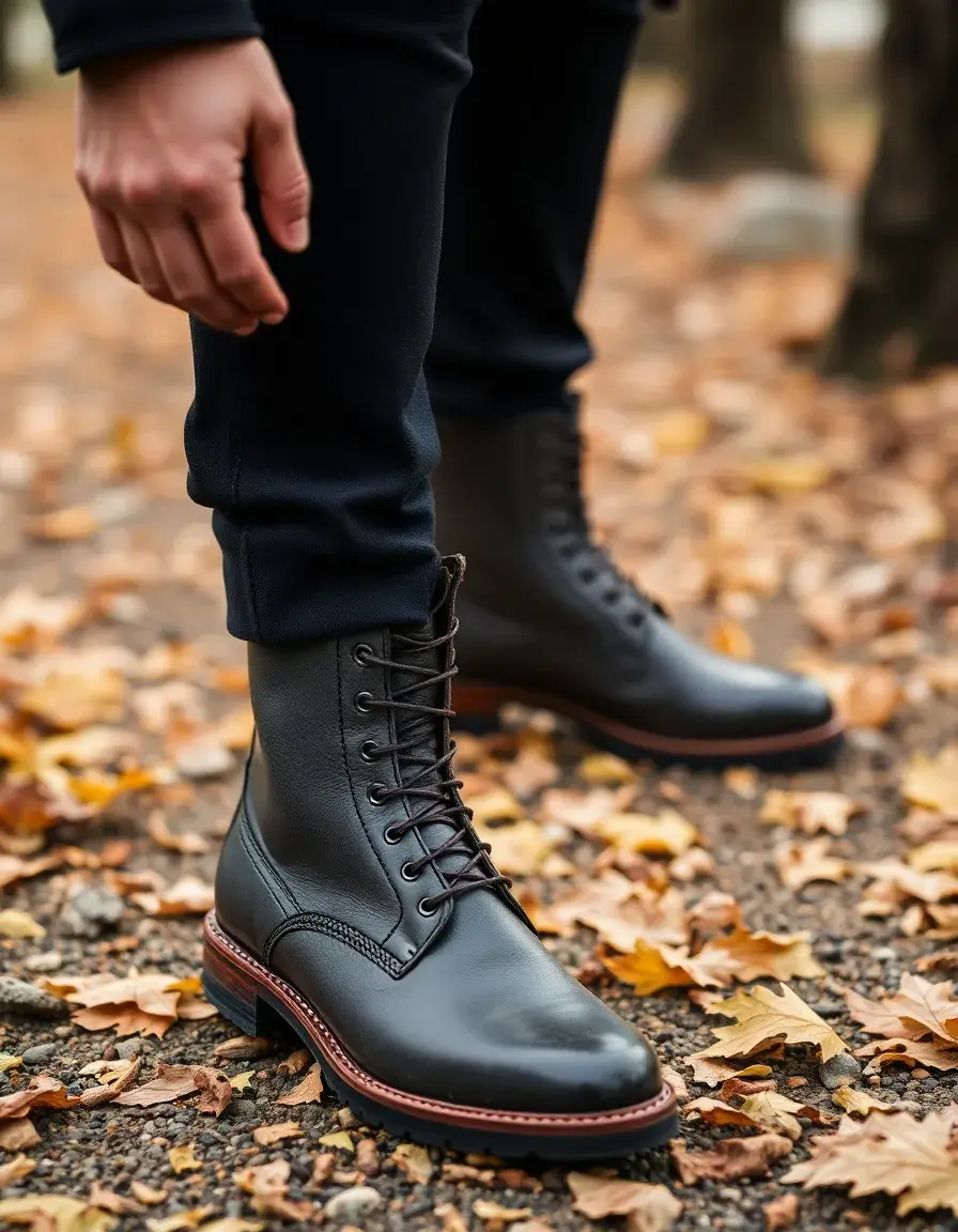 Gray ankle men's leather boots with minimalist design