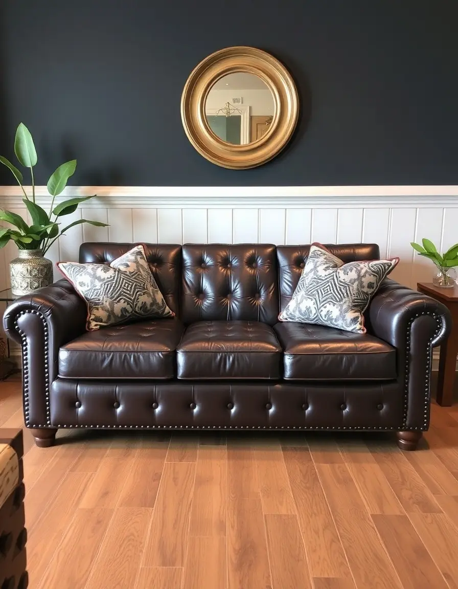 Bonded leather sofa, budget option in a clean white room