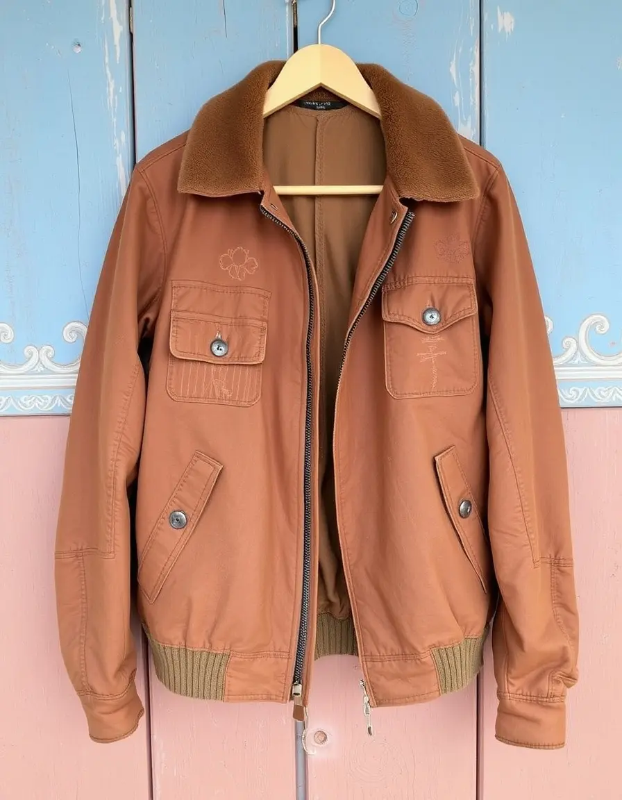 Vintage distressed brown leather close up