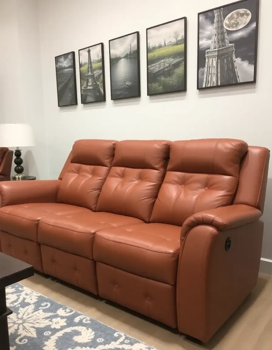 Tan reclining faux leather couch