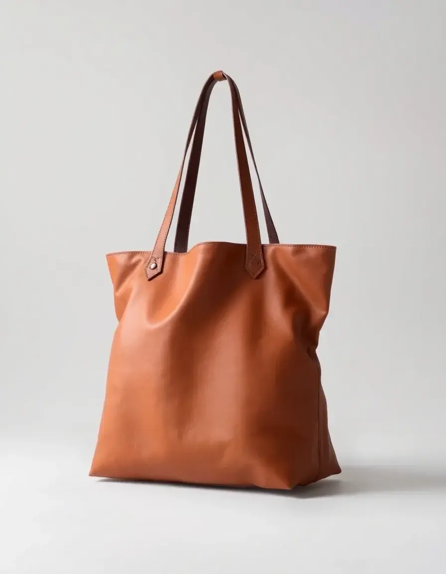 Tan full grain leather tote bag