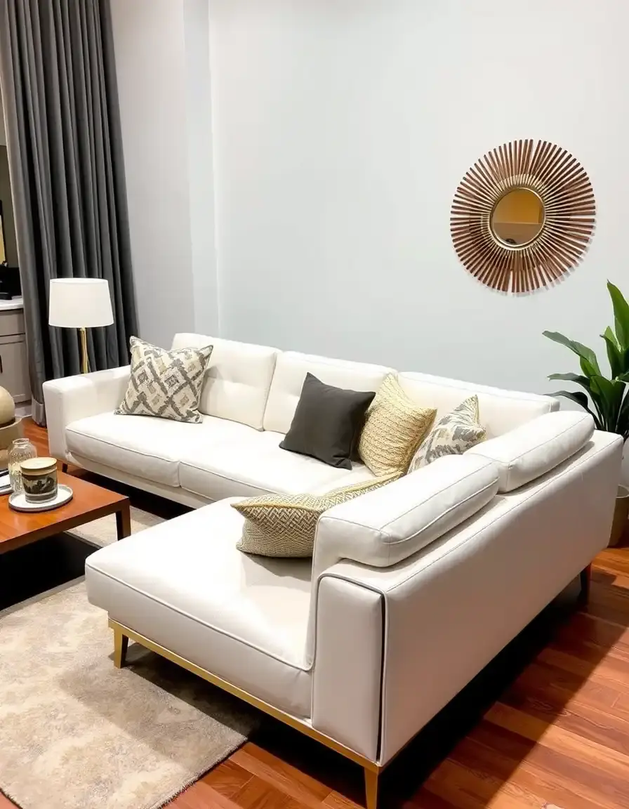 White modern full grain leather sofa