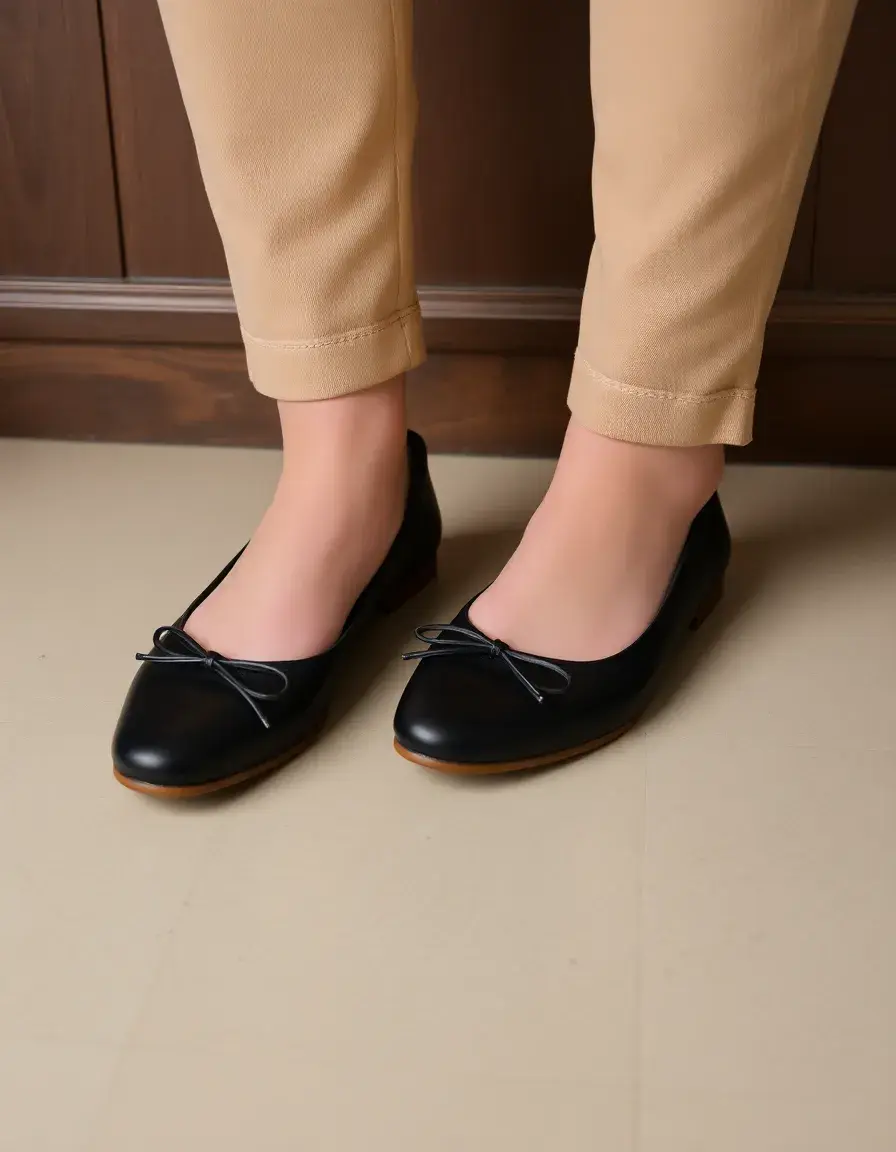 Black classic leather ballet flats