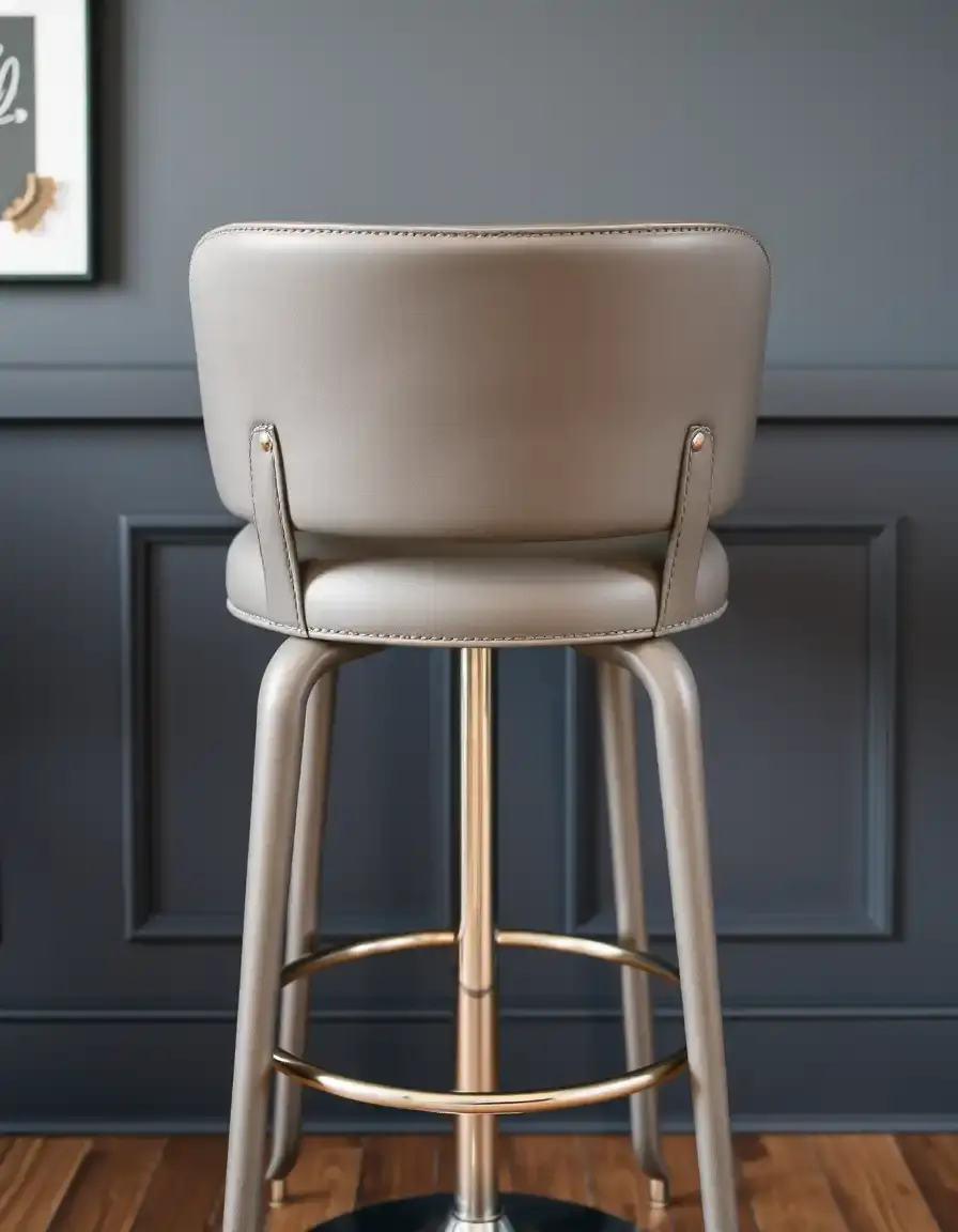 Gray with back support bar stool