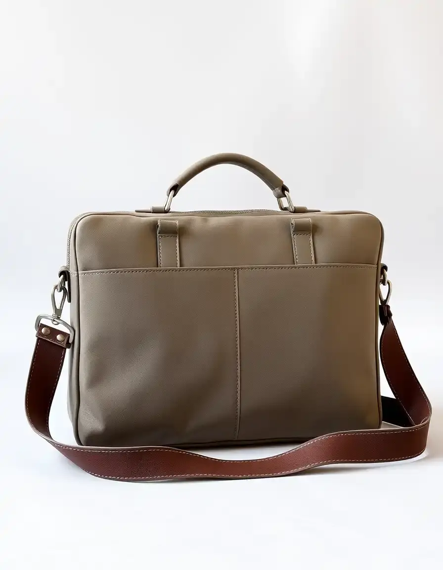 Gray messenger style leather briefcase