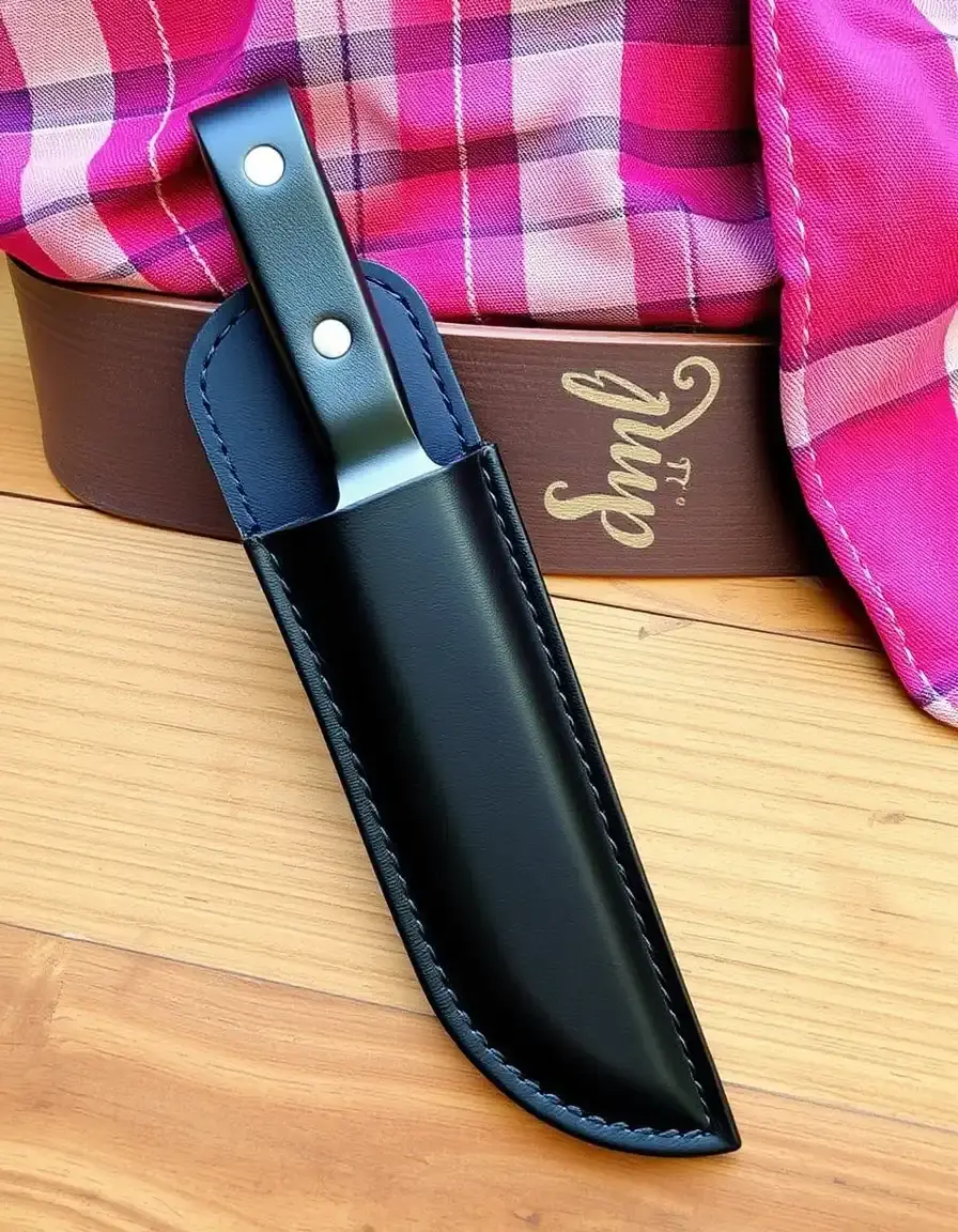 Black belt loop leather knife sheath for everyday carry