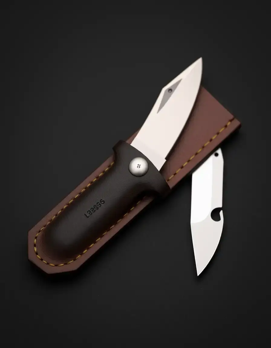 Gray leather sheath for folding knife