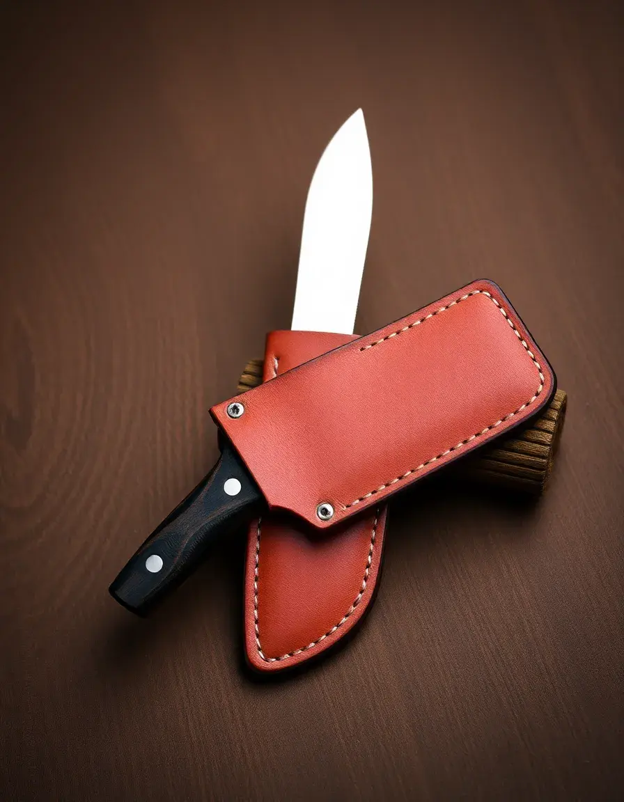 Brown horizontal carry leather knife sheath