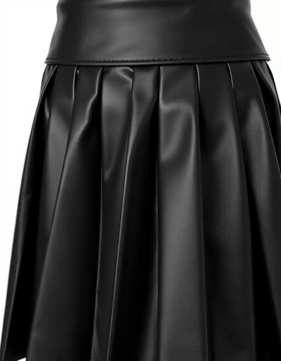 Pleated Leather Skirt