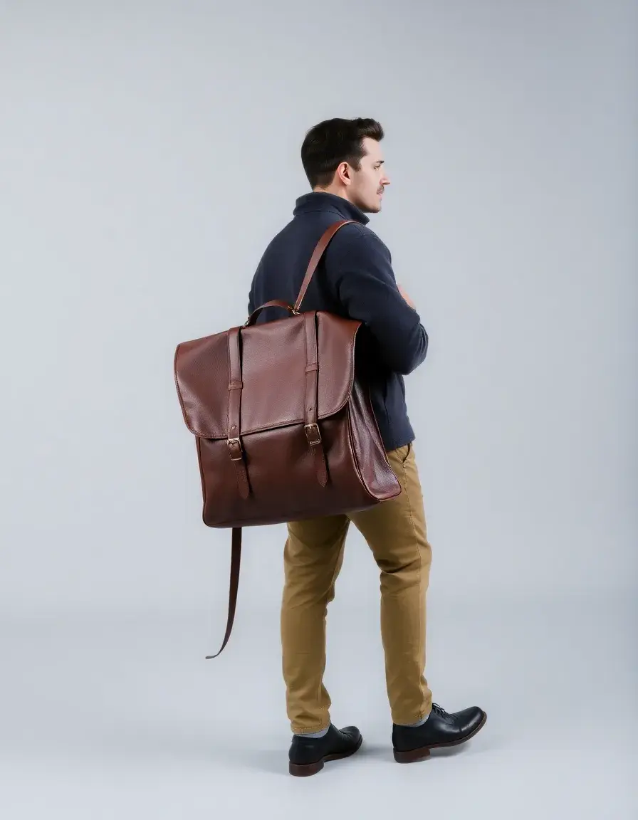 Brown convertible leather laptop bag