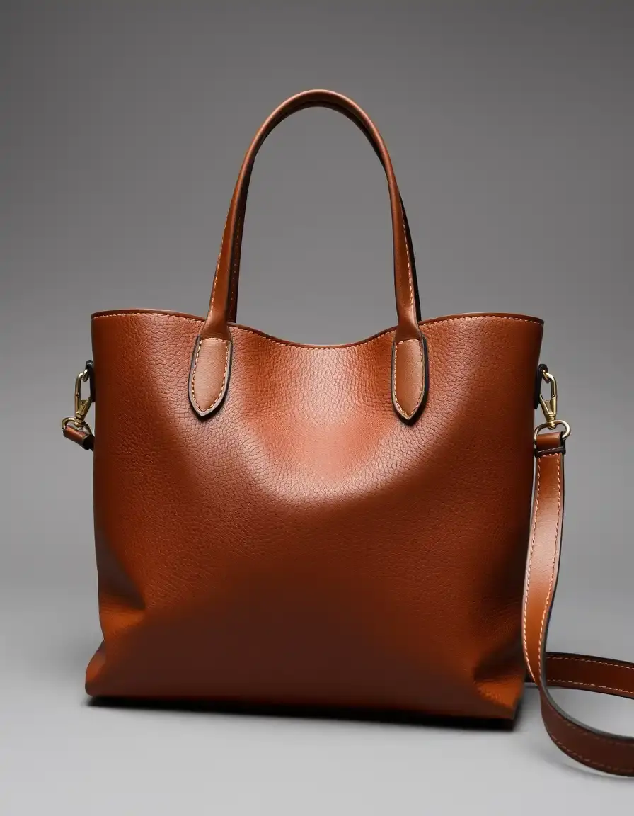 Brown PU Leather Tote Bag