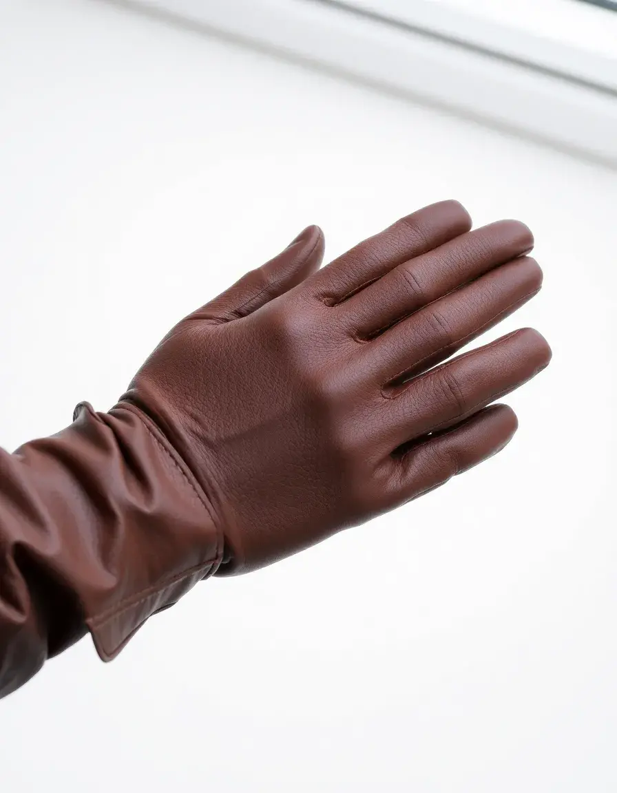Brown PU gloves