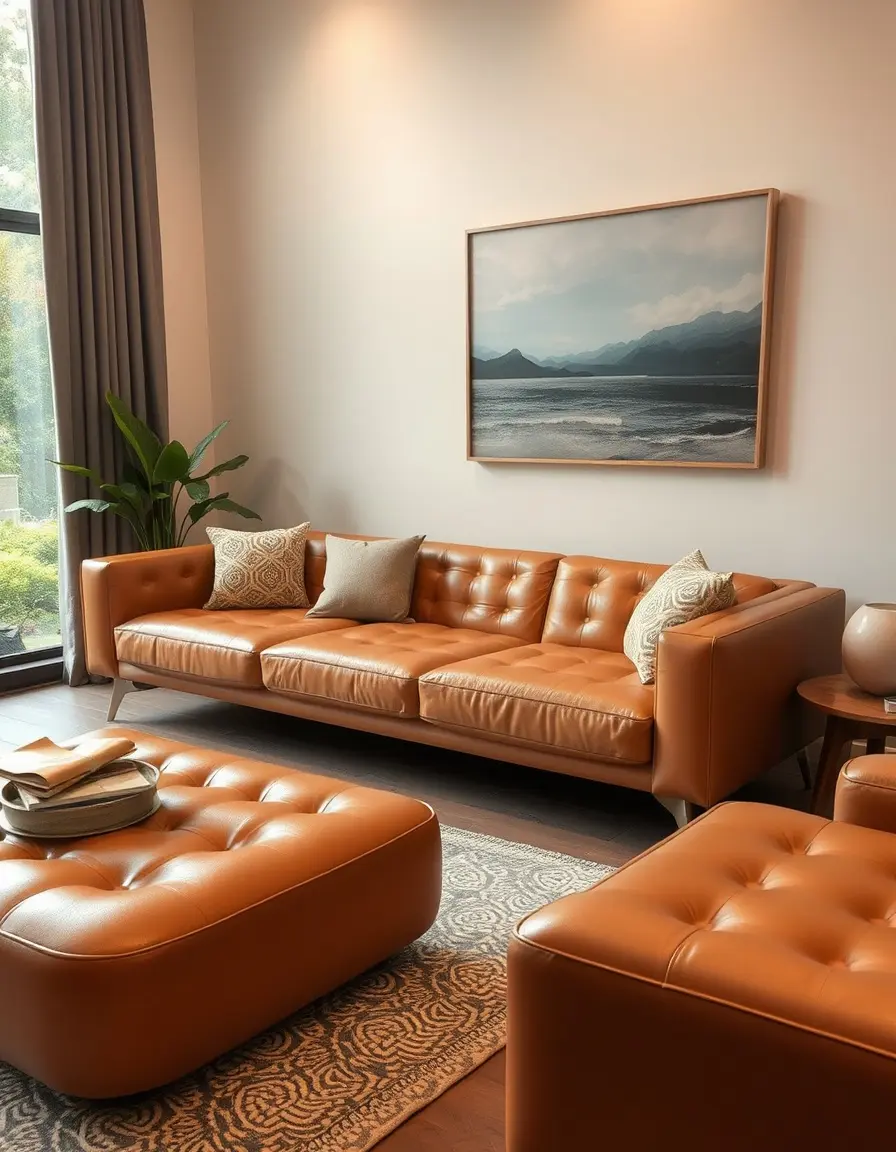Tan PU sofa