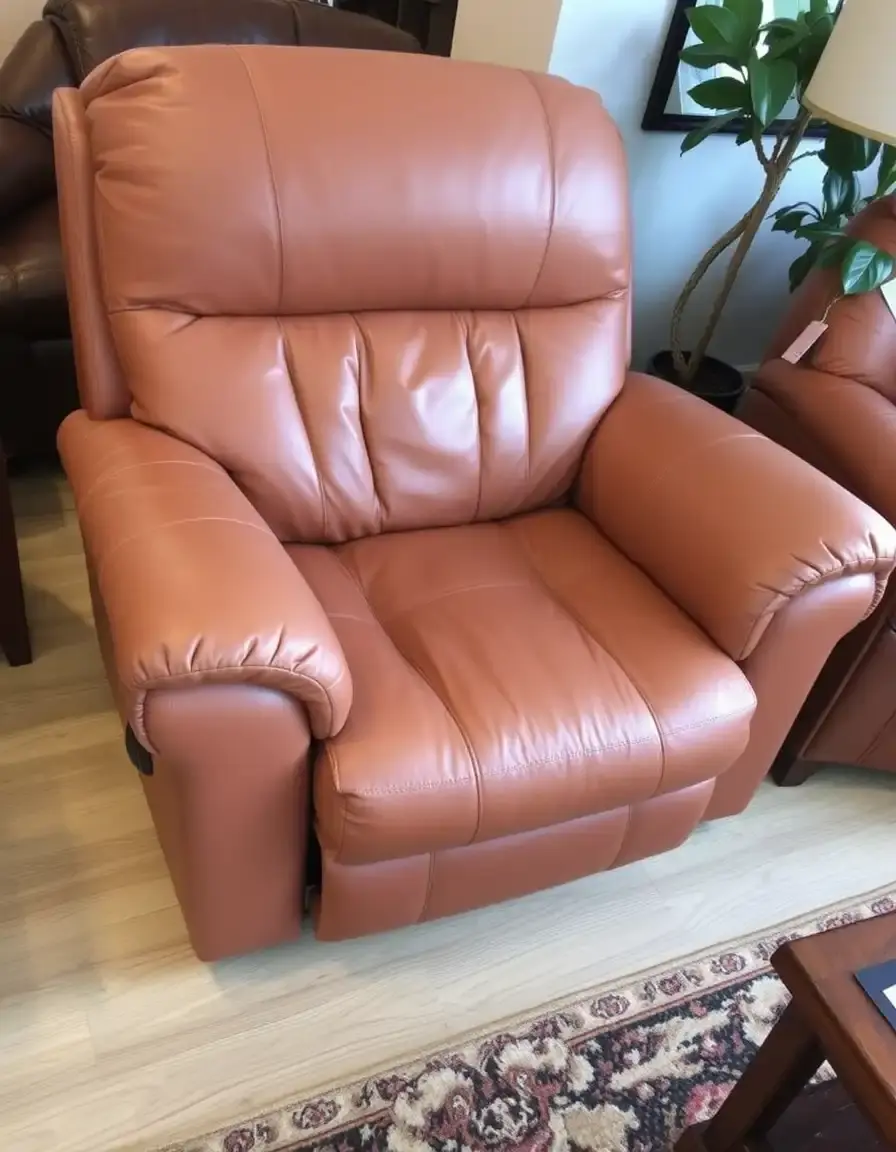 Tan power leather recliner settee with electronic controls