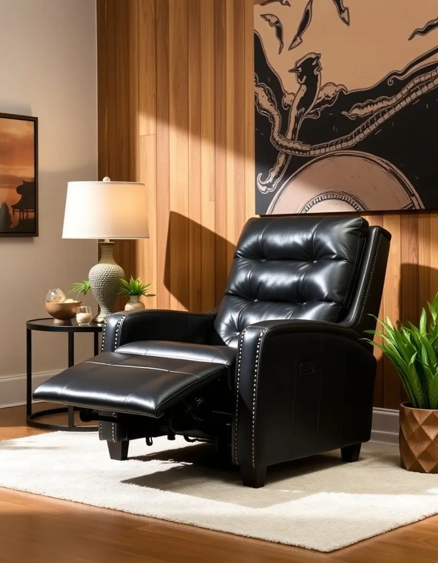 Black wall hugger leather recliner