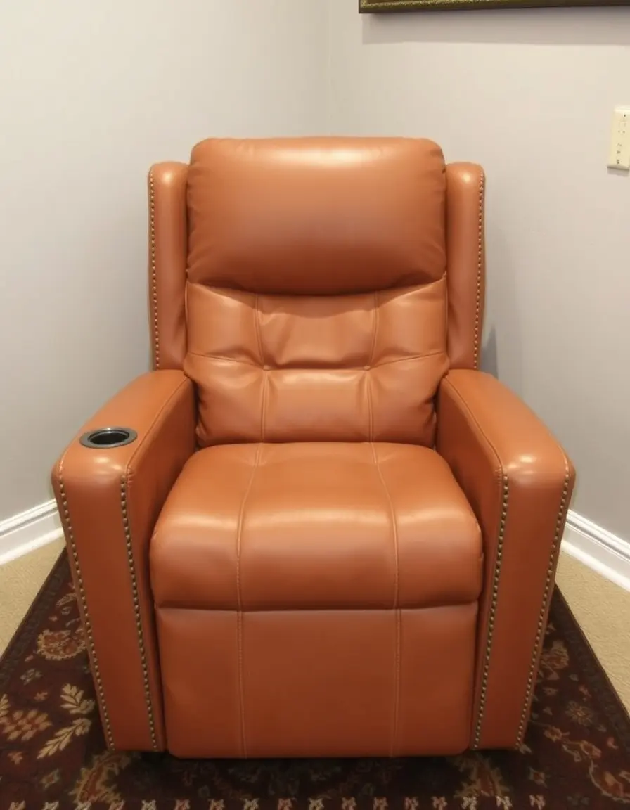 Tan massage function leather recliner