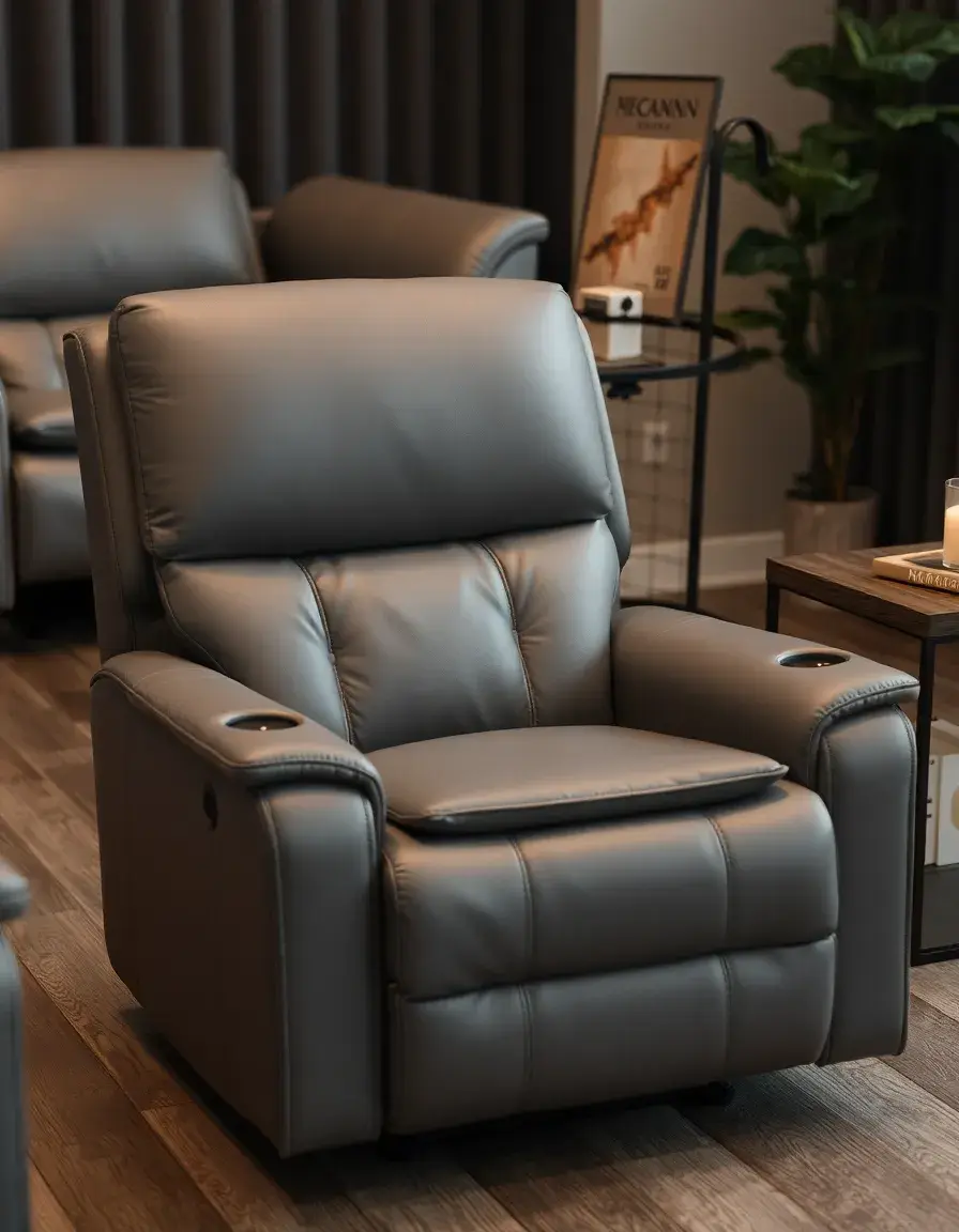 Gray heated leather recliner