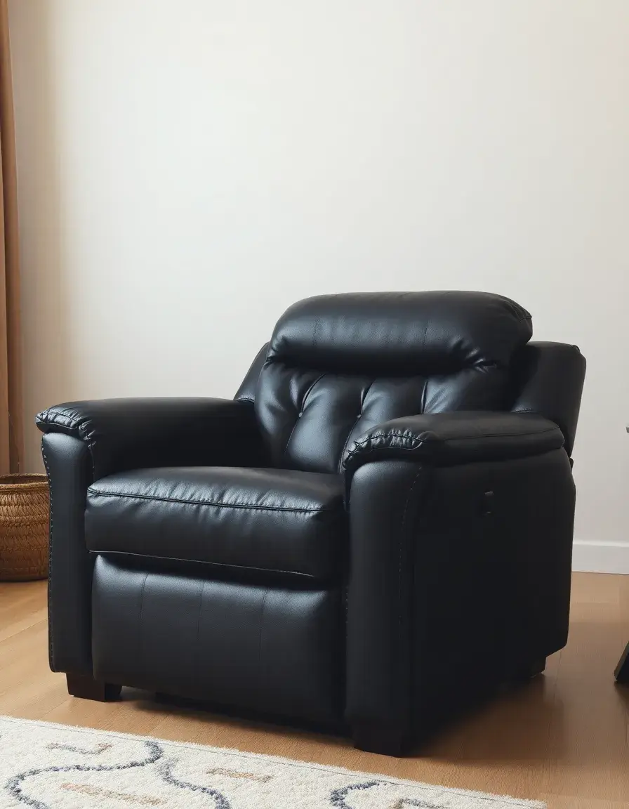 Black oversized leather recliner