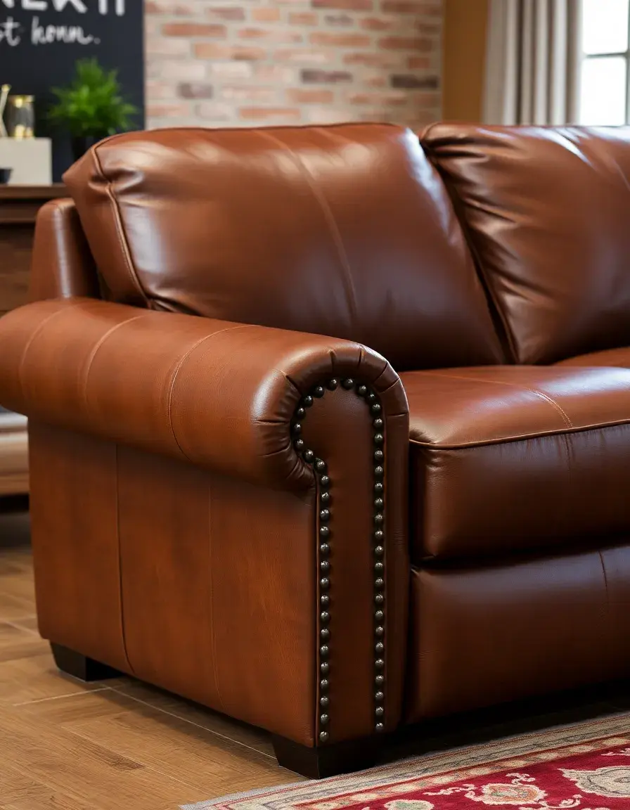 Distressed brown vintage leather reclining couch