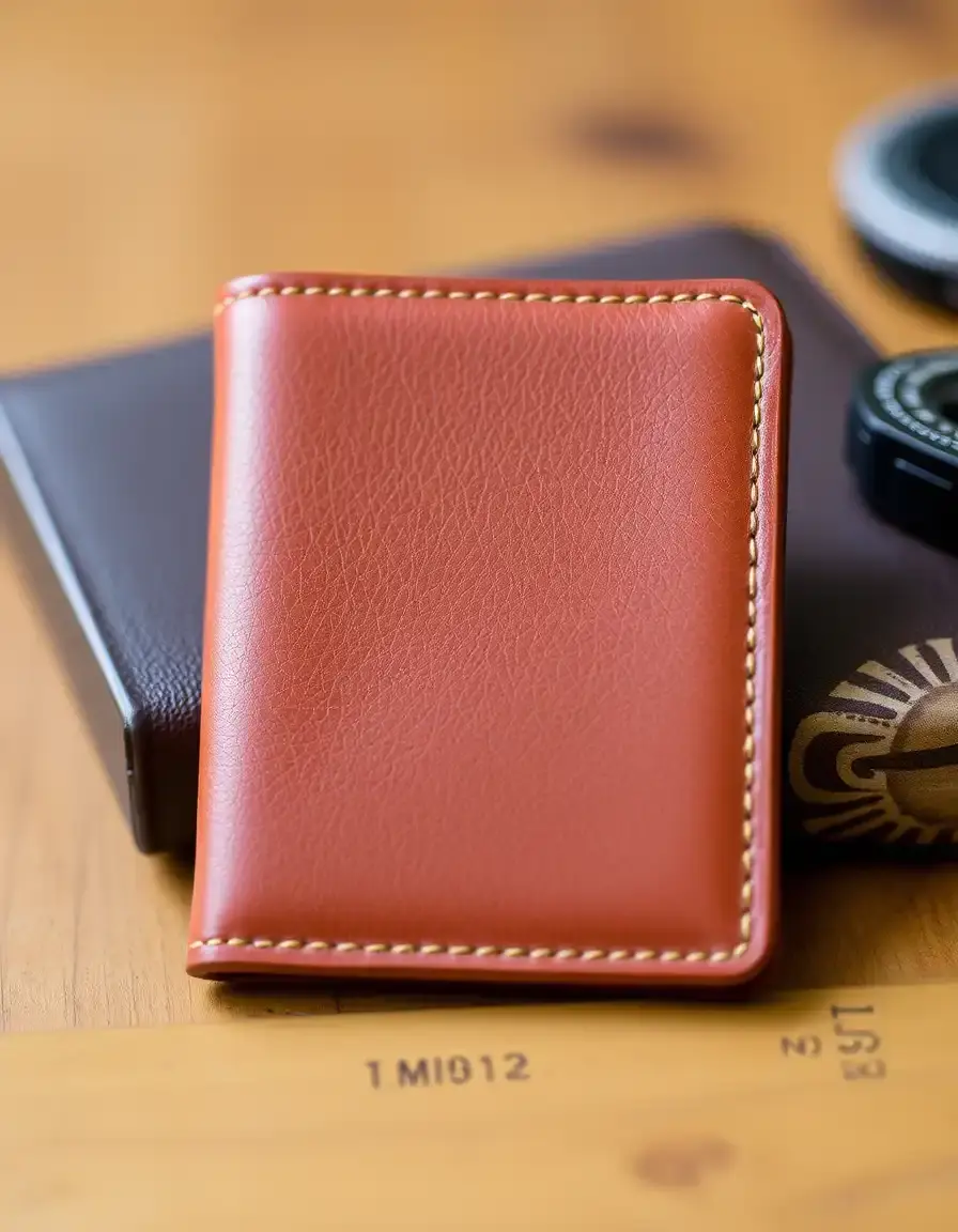 Tan slim leather wallet for men