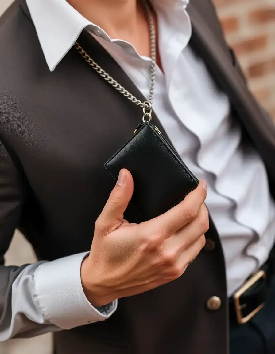 Chain leather wallet