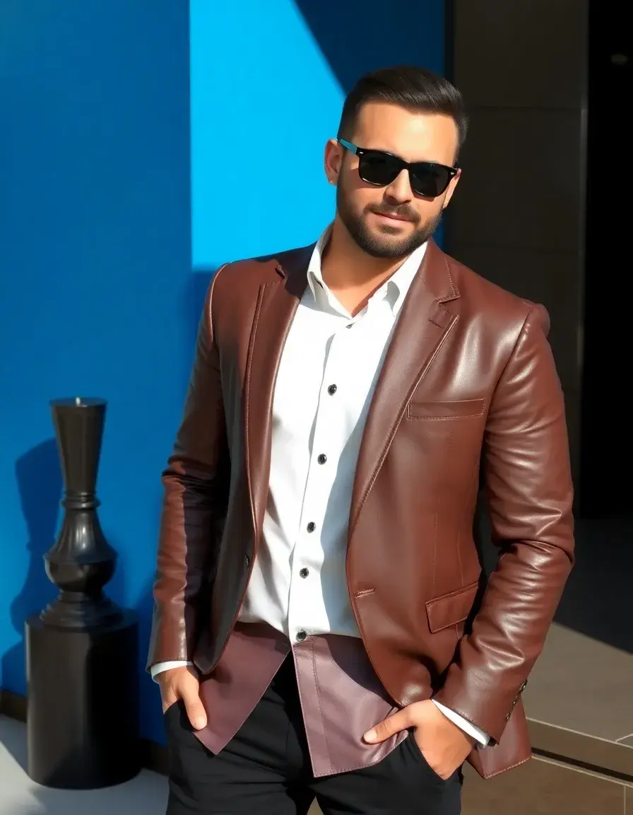 Men's leather blazer, business