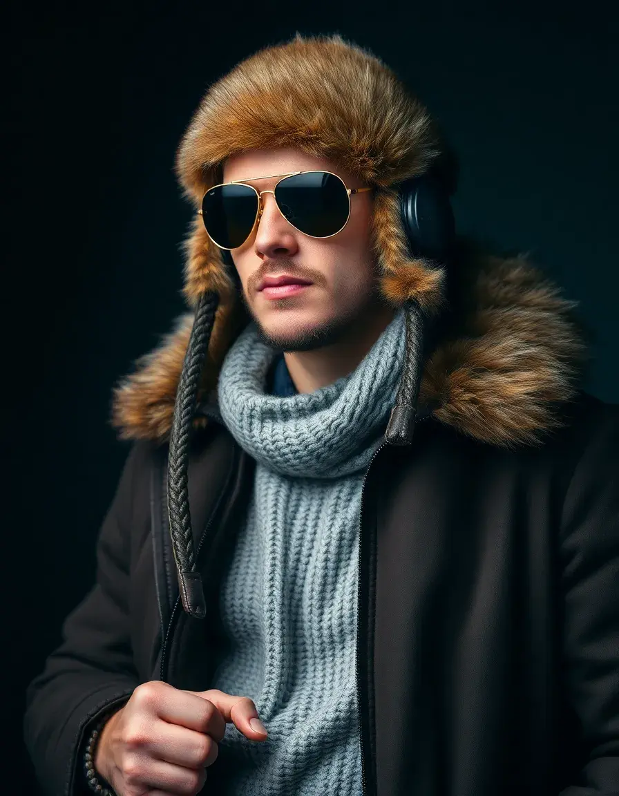 Men's aviator with fur, pilot