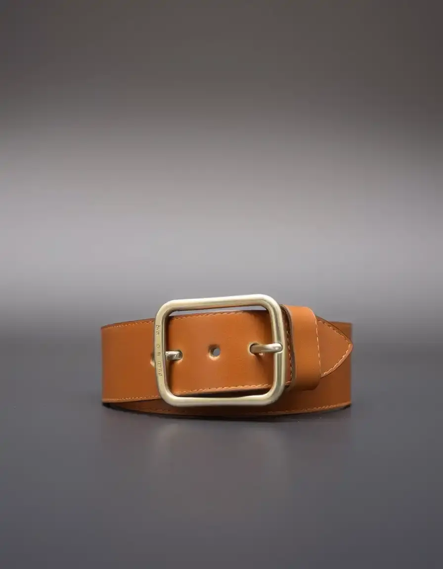 Tan wide mens leather belt for jeans
