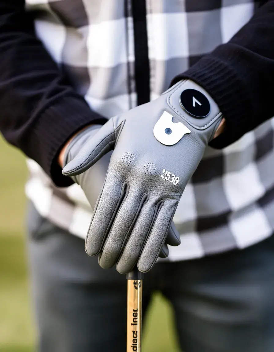 Gray golf mens leather gloves
