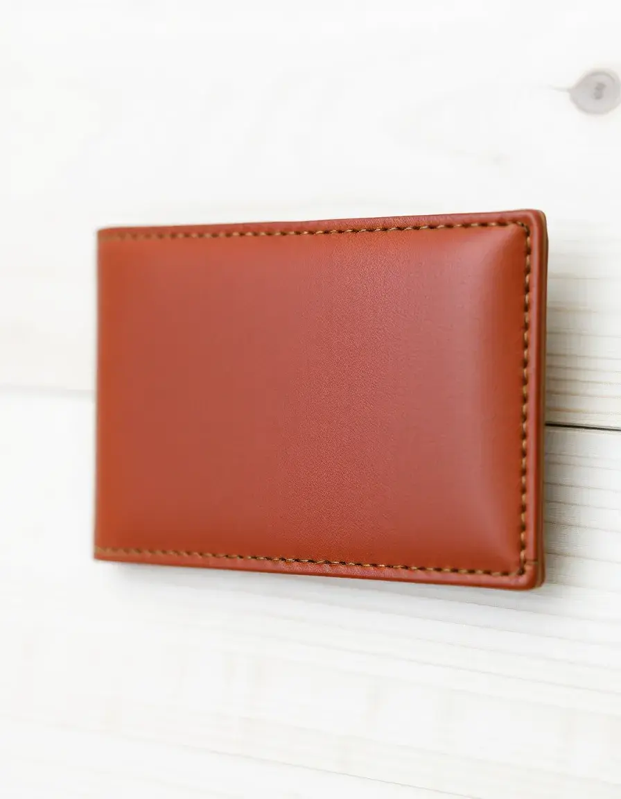 Brown leather slim wallet mens