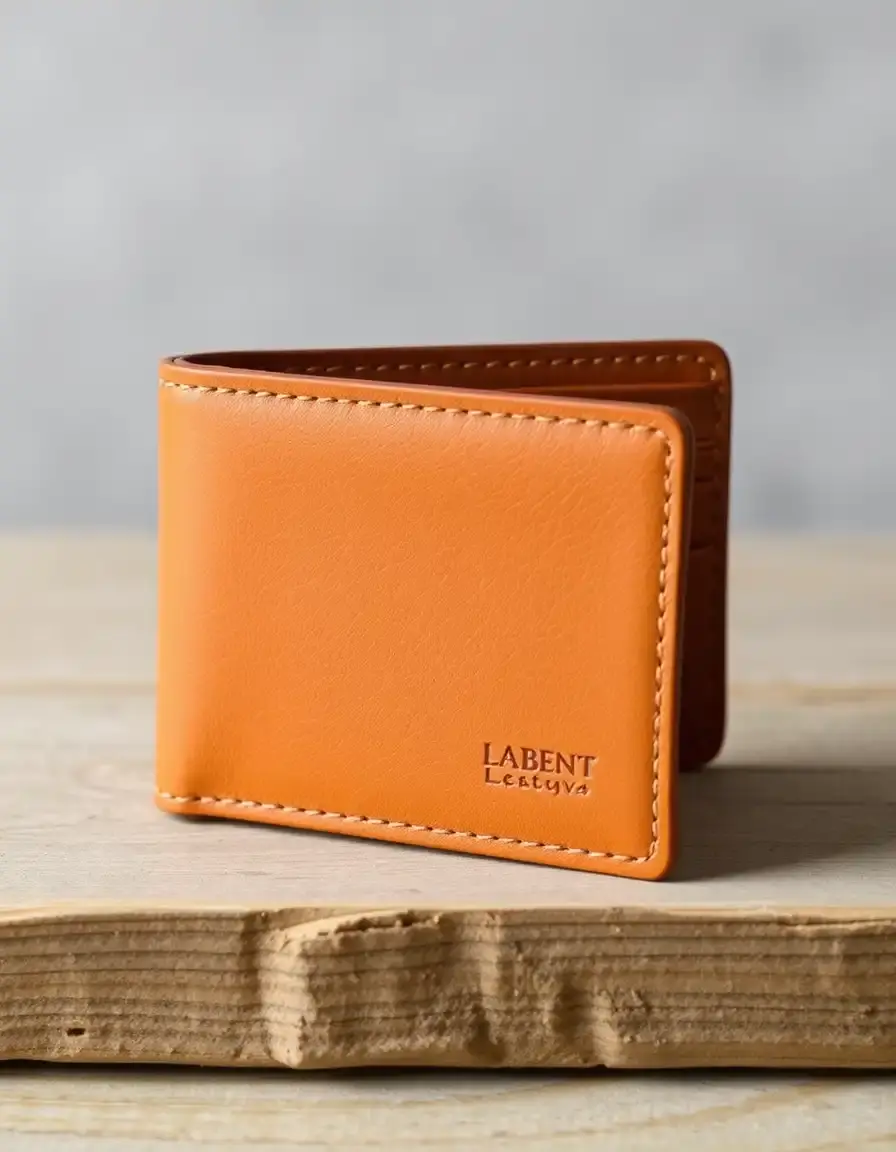 Tan nappa leather wallet showing fine grain