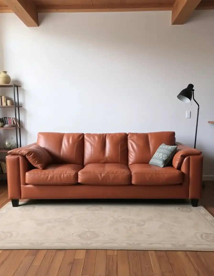 Tan nappa leather sofa