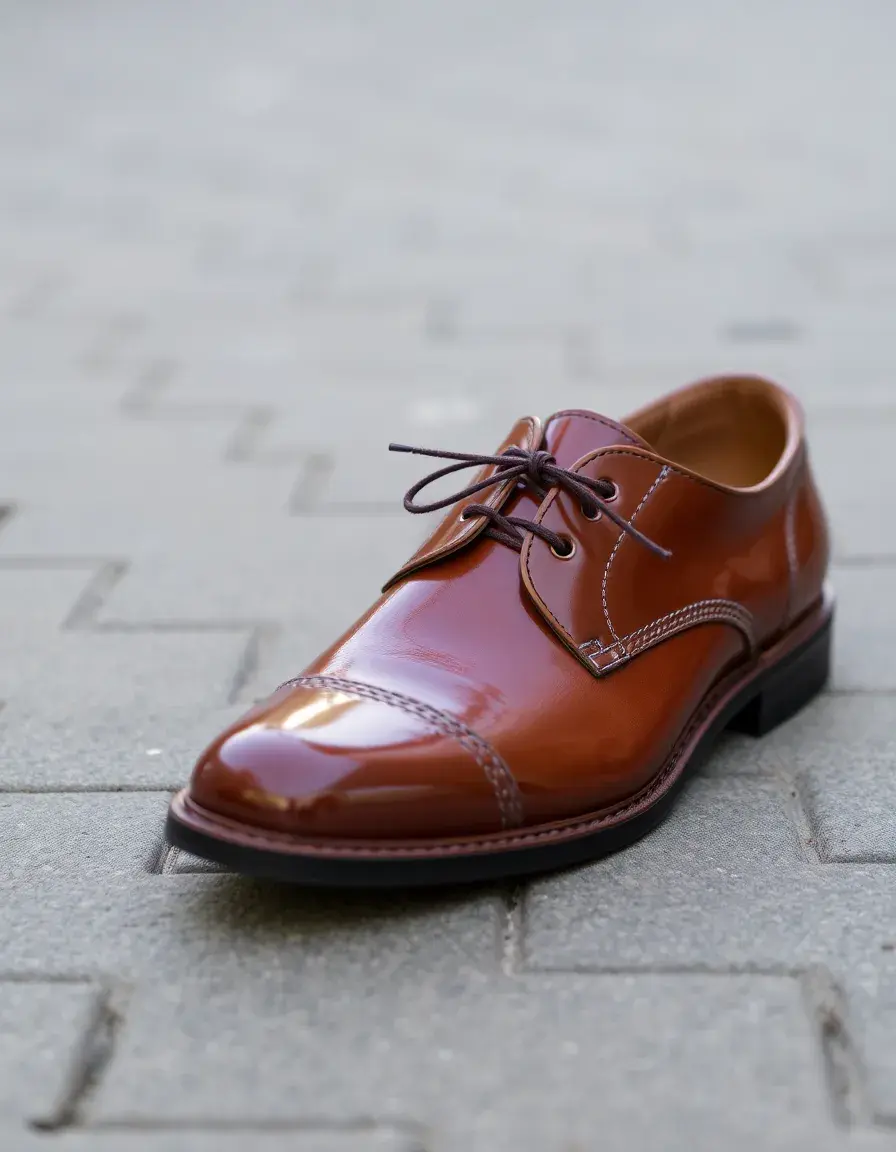 Brown casual patent leather shoes for daily wear