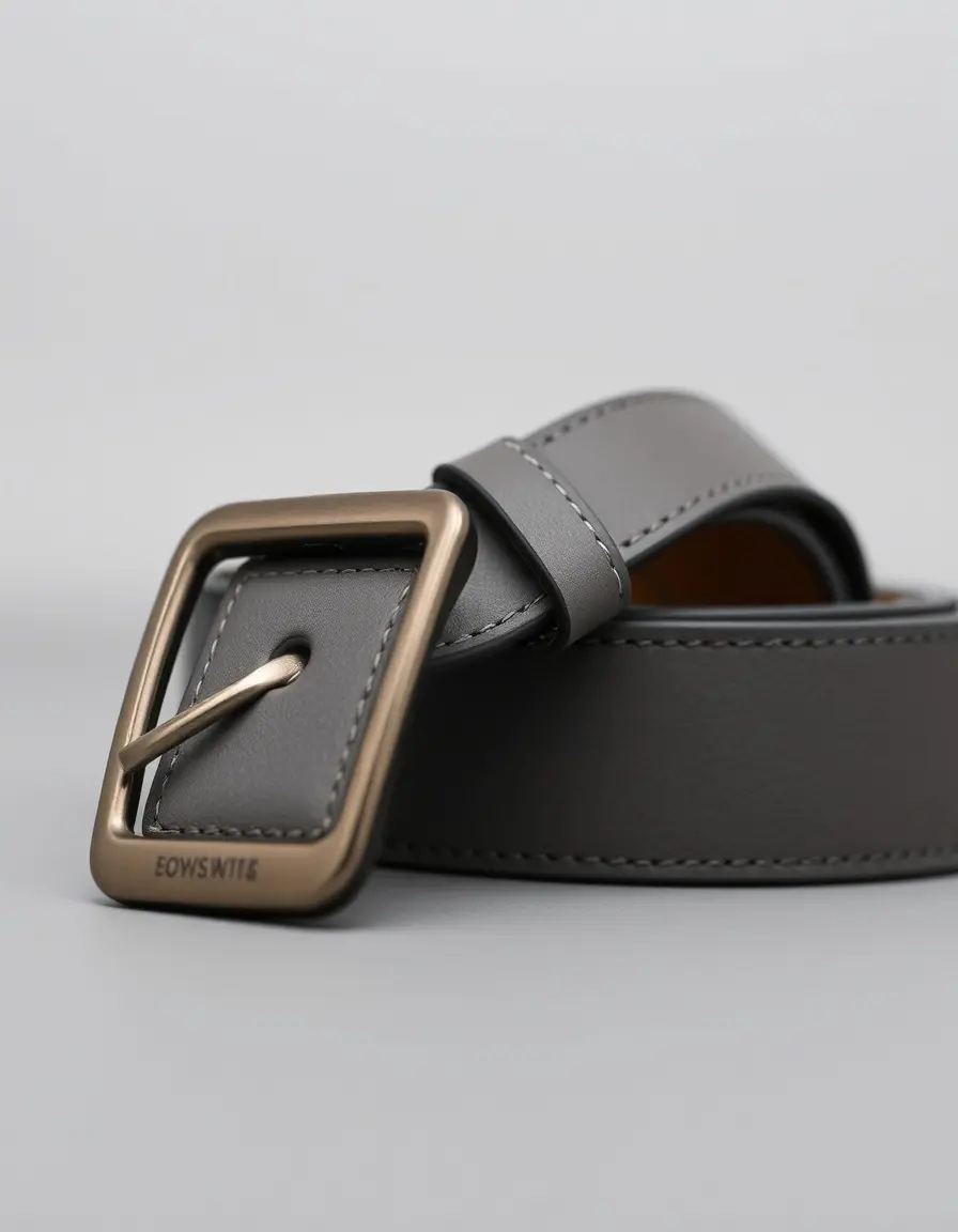 Gray polyurethane leather belt