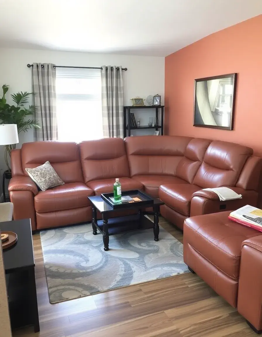 Tan sectional reclining leather sofa