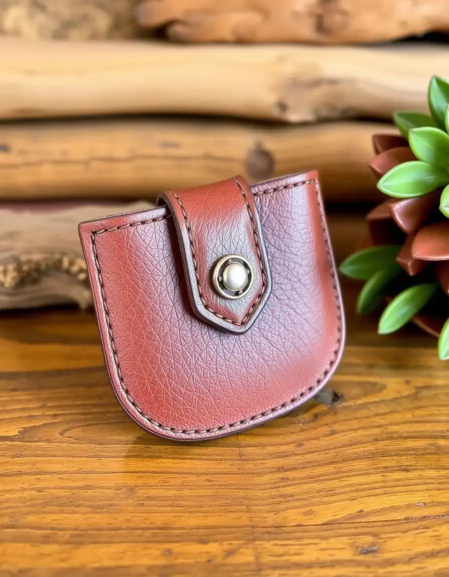 Leather Snap Coin Purse with rustic finish