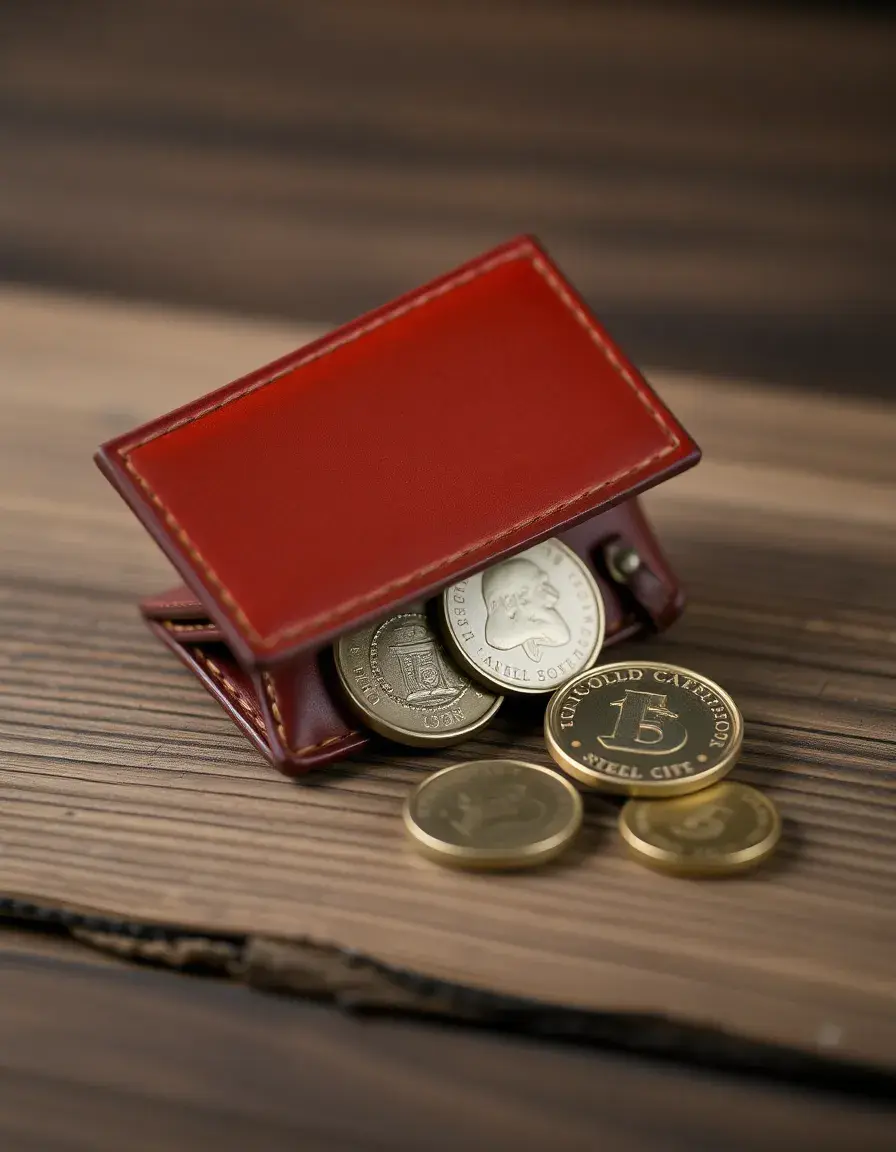 Folded bifold leather coin wallet