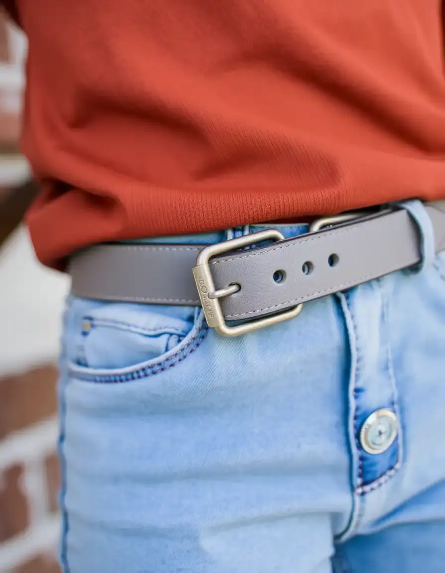 Gray faux leather belt